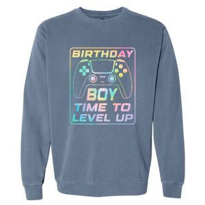 Birthday Boy Time To Level Up Funny Birthday Gamer Garment-Dyed Sweatshirt