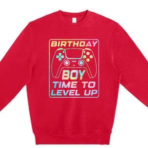 Birthday Boy Time To Level Up Funny Birthday Gamer Premium Crewneck Sweatshirt