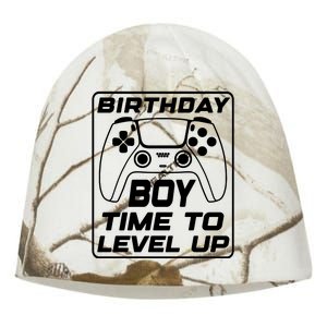 Birthday Boy Time To Level Up Funny Birthday Gamer Kati - Camo Knit Beanie