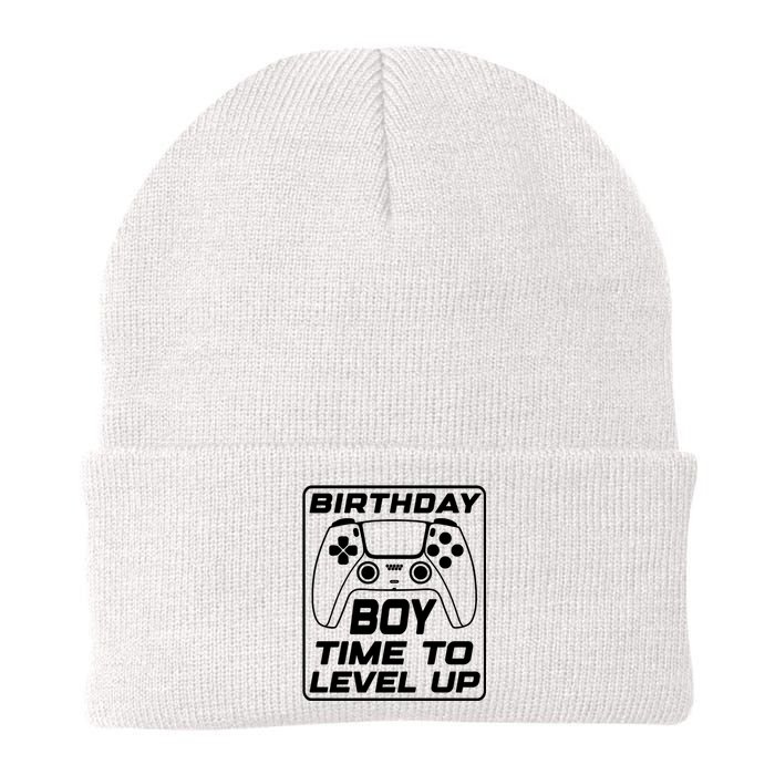 Birthday Boy Time To Level Up Funny Birthday Gamer Knit Cap Winter Beanie