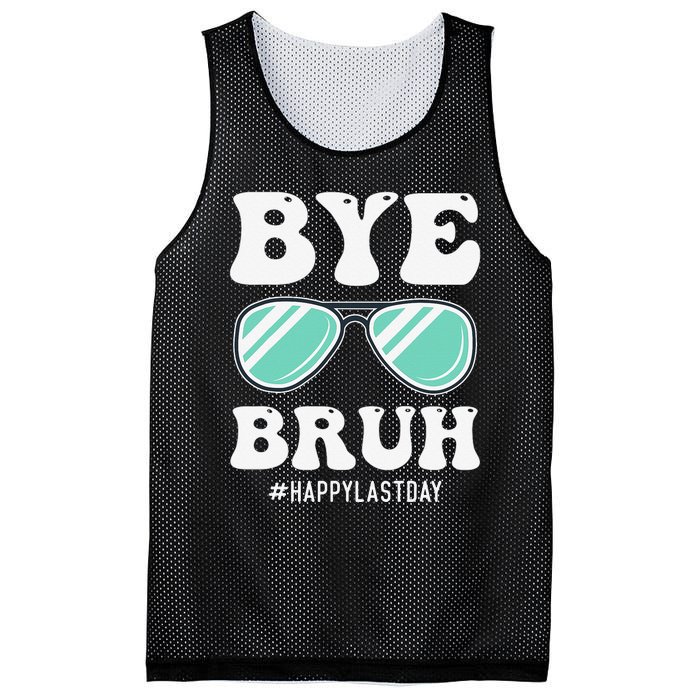 Bye Bruh Teacher Happy Last Day of School Hello Summer Funny Mesh Reversible Basketball Jersey Tank