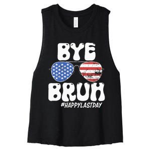 Bye Bruh Teacher Happy Last Day Of School Summer Women's Racerback Cropped Tank