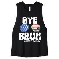 Bye Bruh Teacher Happy Last Day Of School Summer Women's Racerback Cropped Tank