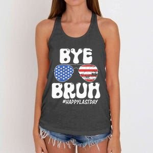 Bye Bruh Teacher Happy Last Day Of School Summer Women's Knotted Racerback Tank