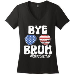 Bye Bruh Teacher Happy Last Day Of School Summer Women's V-Neck T-Shirt