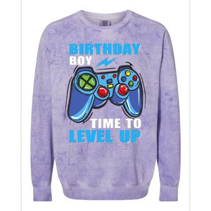 Birthday Boy Time To Level Up Video Game Boy Colorblast Crewneck Sweatshirt