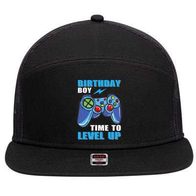 Birthday Boy Time To Level Up Video Game Boy 7 Panel Mesh Trucker Snapback Hat