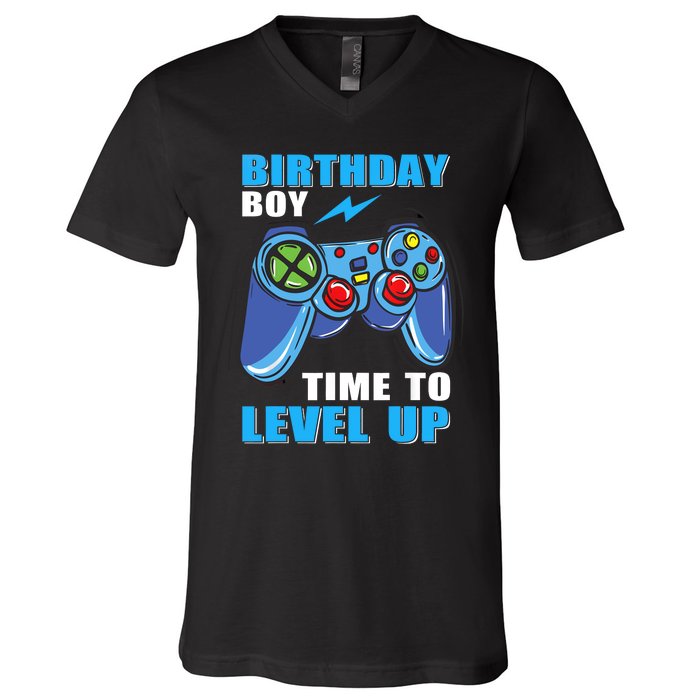 Birthday Boy Time To Level Up Video Game Boy V-Neck T-Shirt