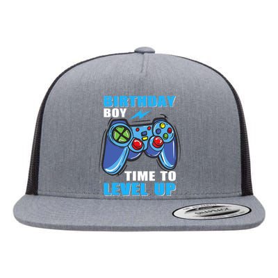 Birthday Boy Time To Level Up Video Game Boy Flat Bill Trucker Hat