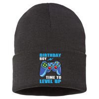 Birthday Boy Time To Level Up Video Game Boy Sustainable Knit Beanie