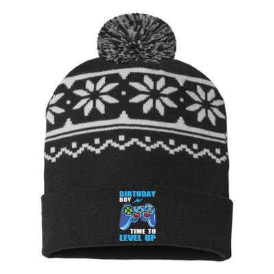 Birthday Boy Time To Level Up Video Game Boy USA-Made Snowflake Beanie