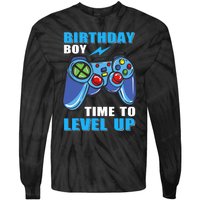 Birthday Boy Time To Level Up Video Game Boy Tie-Dye Long Sleeve Shirt