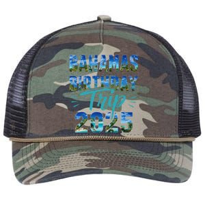 Bahamas Birthday Trip Vacation 2025 Party Cruise Crew Retro Rope Trucker Hat Cap