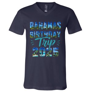 Bahamas Birthday Trip Vacation 2025 Party Cruise Crew V-Neck T-Shirt