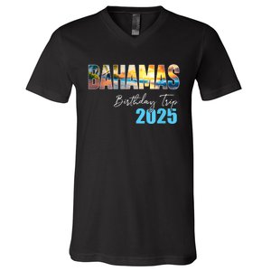 Bahamas Birthday Trip 2025 Vacation Party Crew Cruise V-Neck T-Shirt