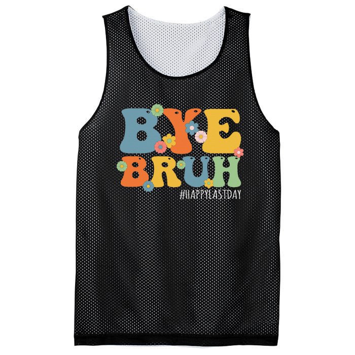 Bye Bruh Teacher Happy Last Day of School Hello Summer Funny Mesh Reversible Basketball Jersey Tank