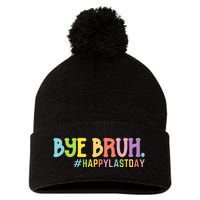 Bye Bruh Teacher Happy Last Day of School Hello Summer Funny Pom Pom 12in Knit Beanie