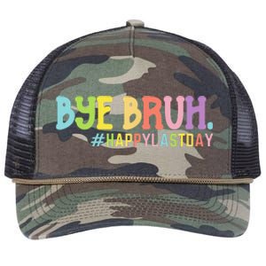 Bye Bruh Teacher Happy Last Day of School Hello Summer Funny Retro Rope Trucker Hat Cap