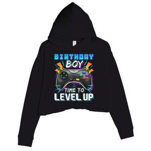 Birthday Boy Time To Level Up Video Game Birthday Gift Boy Crop Fleece Hoodie