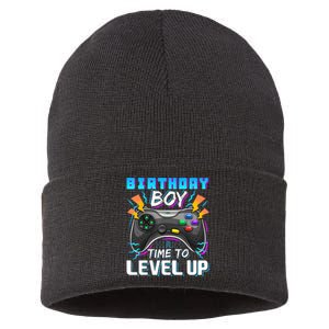 Birthday Boy Time To Level Up Video Game Birthday Gift Boy Sustainable Knit Beanie