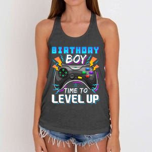 Birthday Boy Time To Level Up Video Game Birthday Gift Boy Women's Knotted Racerback Tank