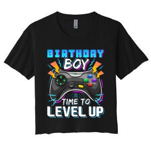 Birthday Boy Time To Level Up Video Game Birthday Gift Boy Women's Crop Top Tee