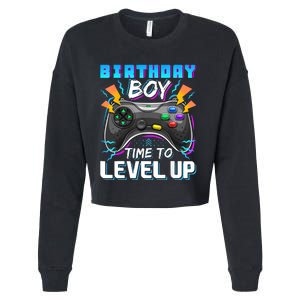 Birthday Boy Time To Level Up Video Game Birthday Gift Boy Cropped Pullover Crew