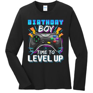 Birthday Boy Time To Level Up Video Game Birthday Gift Boy Ladies Long Sleeve Shirt