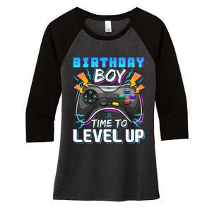 Birthday Boy Time To Level Up Video Game Birthday Gift Boy Women's Tri-Blend 3/4-Sleeve Raglan Shirt