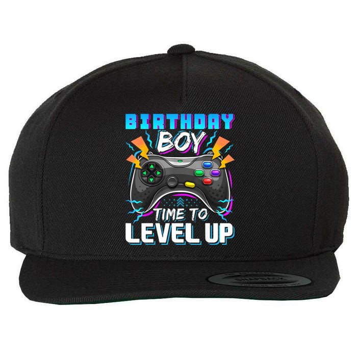 Birthday Boy Time To Level Up Video Game Birthday Gift Boy Wool Snapback Cap