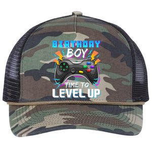 Birthday Boy Time To Level Up Video Game Birthday Gift Boy Retro Rope Trucker Hat Cap