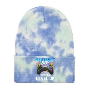 Birthday Boy Time To Level Up Video Game Birthday Gift Boy Tie Dye 12in Knit Beanie