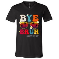 bye bruh teacher happy last day of school V-Neck T-Shirt