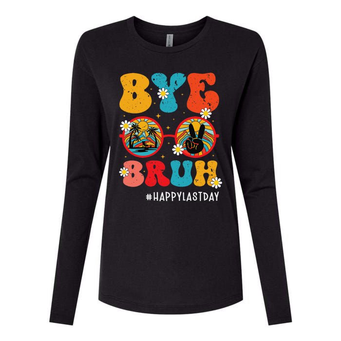 Bye Bruh Teacher Happy Last Day of School Hello Summer Funny Womens Cotton Relaxed Long Sleeve T-Shirt