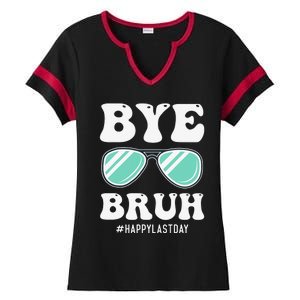 Bye Bruh Teacher Happy Last Day of School Hello Summer Funny Ladies Halftime Notch Neck Tee