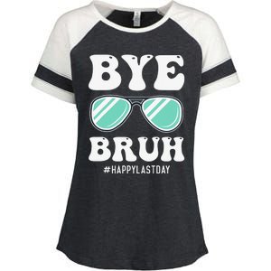 Bye Bruh Teacher Happy Last Day of School Hello Summer Funny Enza Ladies Jersey Colorblock Tee