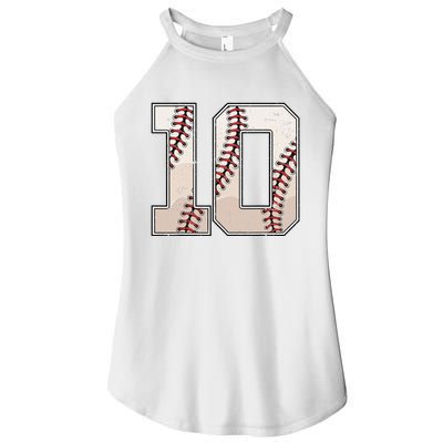 Baseball Birthday Ten 10 Years Old 10th Bday Party Women’s Perfect Tri Rocker Tank