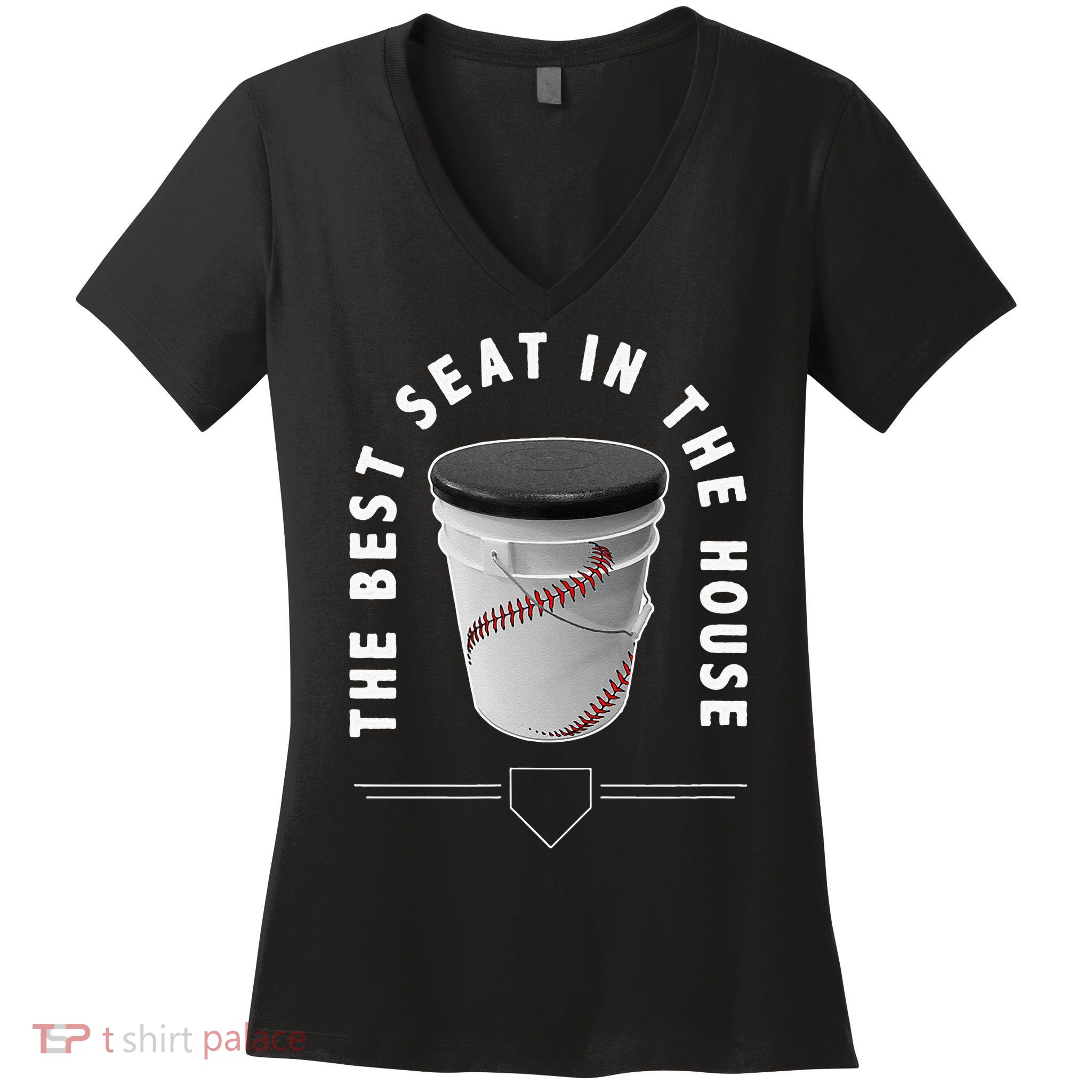 Baseball Bucket The Best Seat In The House Sports Women's V-Neck T-Shirt