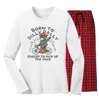 Bear Born To Dilly Dally Forced To Pick Up The Pace Women's Long Sleeve Flannel Pajama Set 