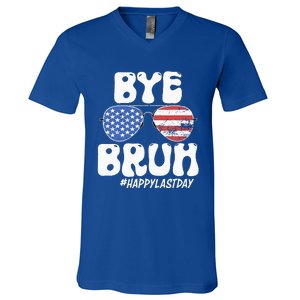 Bye Bruh Teacher Happy Last Day Of School Summer V-Neck T-Shirt