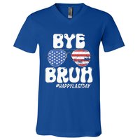 Bye Bruh Teacher Happy Last Day Of School Summer V-Neck T-Shirt