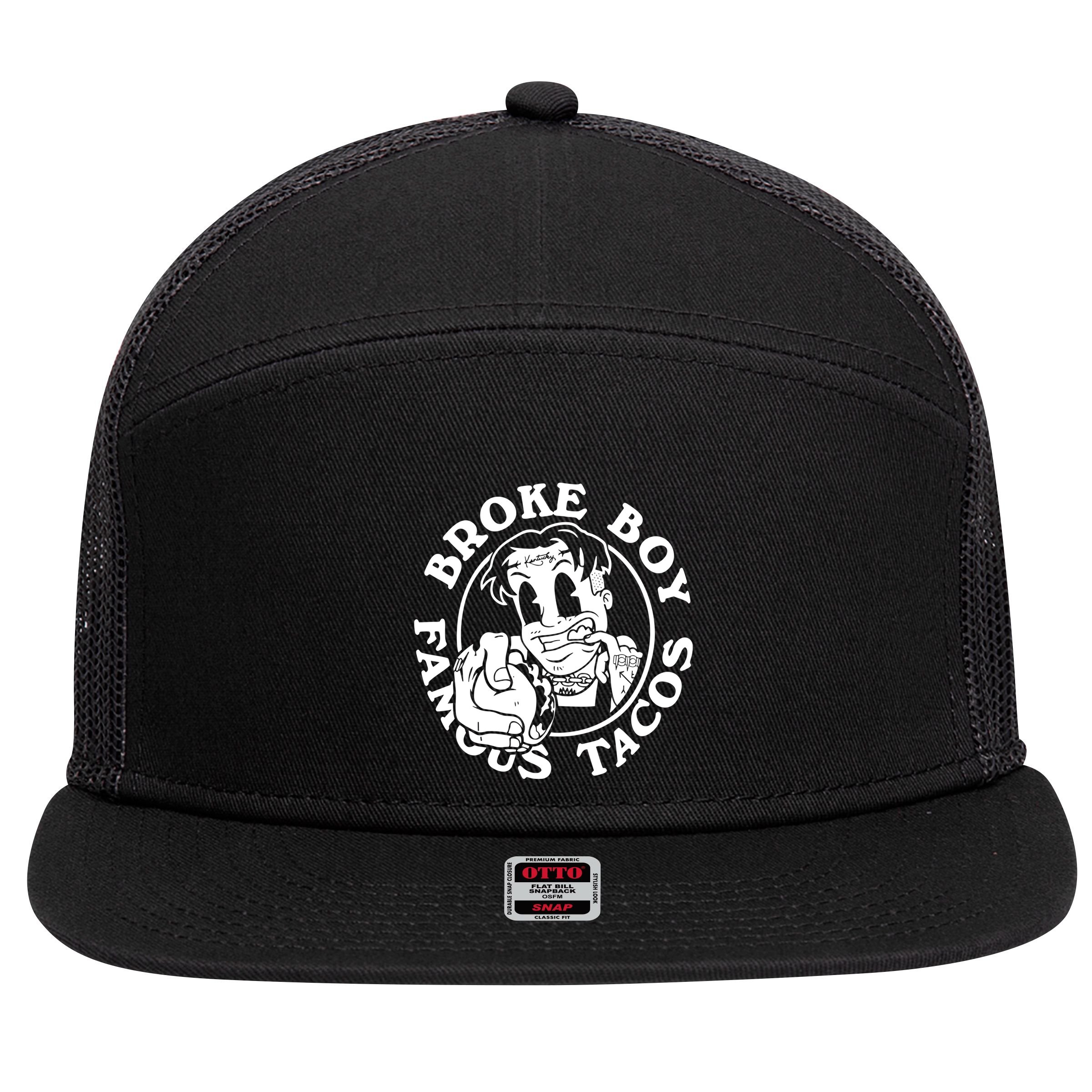 Broke Boy Taco Broke Boy Famous Tacos 7 Panel Mesh Trucker Snapback Hat