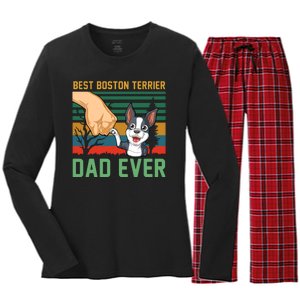 Best Boston Terrier Dad Ever Women's Long Sleeve Flannel Pajama Set 