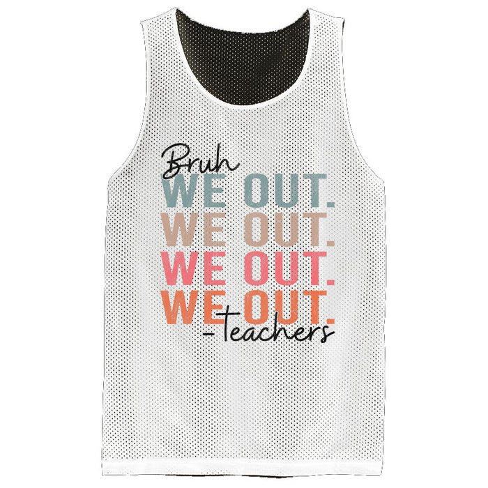 Bye Bruh Teacher Happy Last Day Of School Hello Summer Funny Mesh Reversible Basketball Jersey Tank