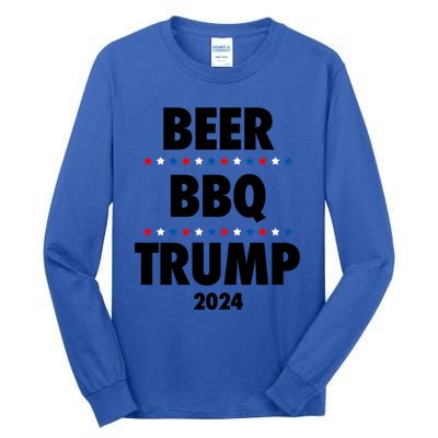 Beer Bbq Trump 2024 Election Gift Tall Long Sleeve T-Shirt