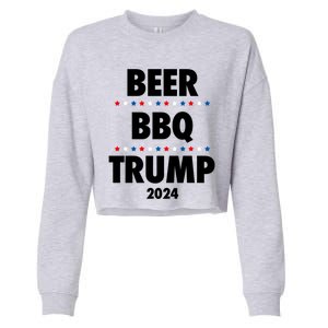 Beer Bbq Trump 2024 Election Gift Cropped Pullover Crew