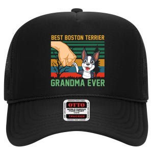 Best Boston Terrier Grandma Ever High Crown Mesh Back Trucker Hat