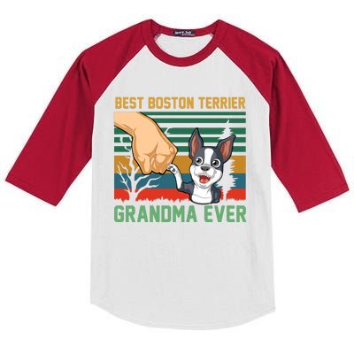 Best Boston Terrier Grandma Ever Kids Colorblock Raglan Jersey