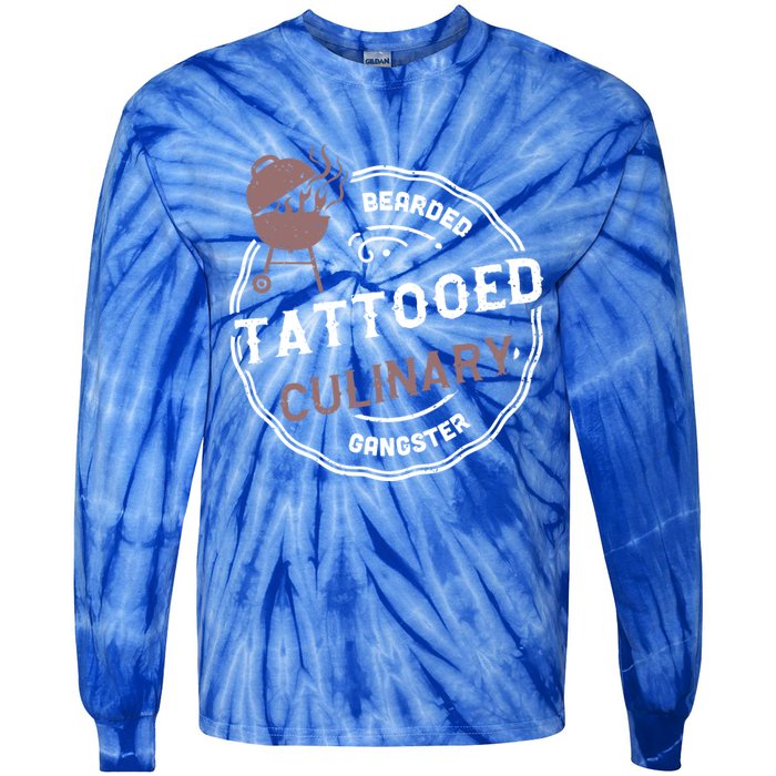 Beard: Bearded Tattooed Culinary Gangster Bbq Sayings Gift Tie-Dye Long Sleeve Shirt