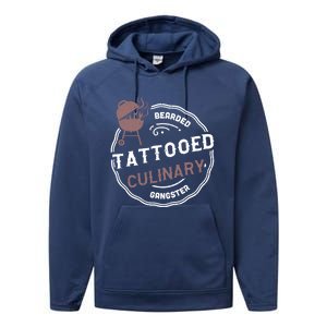 Beard: Bearded Tattooed Culinary Gangster Bbq Sayings Gift Performance Fleece Hoodie